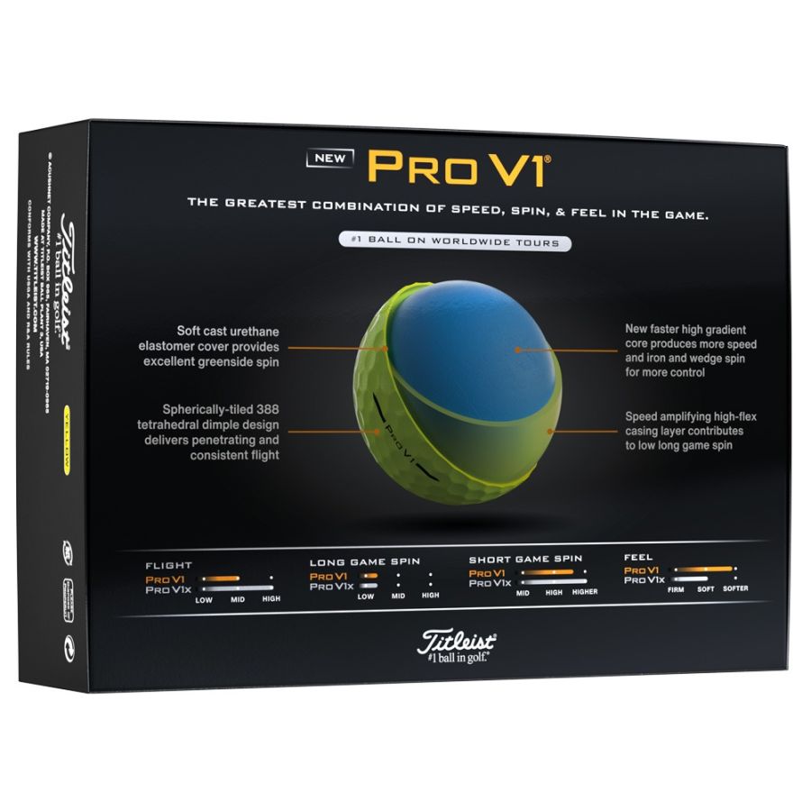 Titleist Pro V1 12 Ball Pack (Yellow)